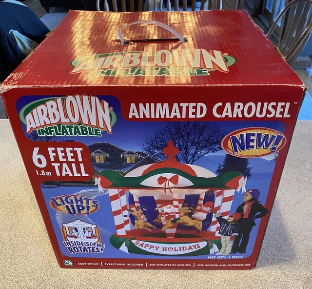 NEW GEMMY 6’ Tall Animated Carousel Inflatable Christmas Decoration