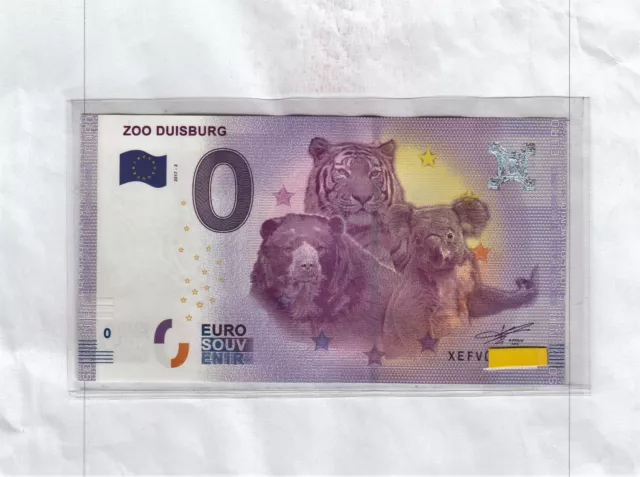 Zoo Duisburg 2017 - 2022 - XEFV - VARIANTEN - 0 Euroschein Souvenir + Hülle