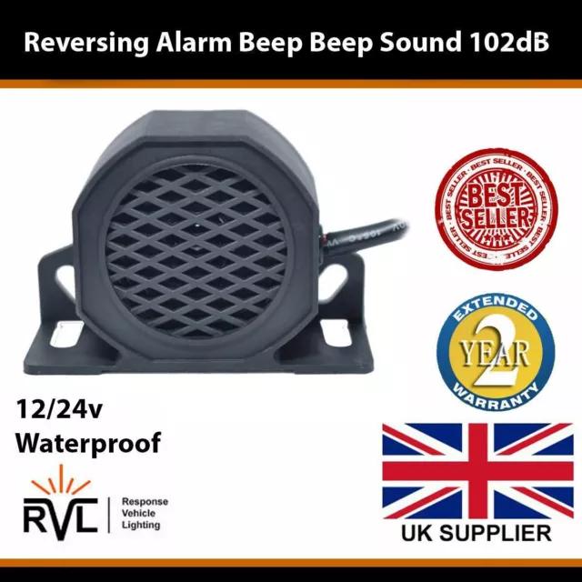 Van Reversing Alarm Beep Beep Broadband 102dB 12v/24v Heavy Duty WATERPROOF UK