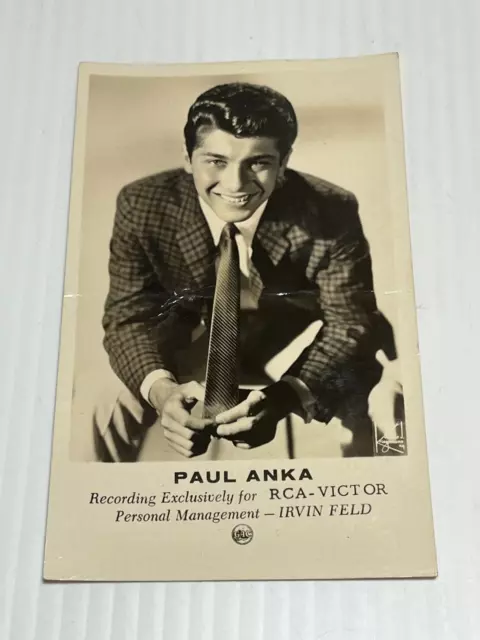 Vintage Black And White Signed Paul Anka Autographed Photo Postcard