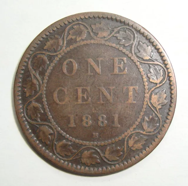 1881 H Canada One 1 Cent Victoria Large Penny Coin