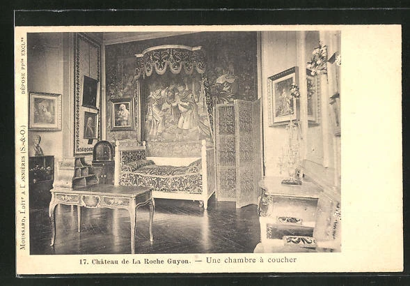 CPA La Roche-Guyon, Le Château, Une chambre à coucher