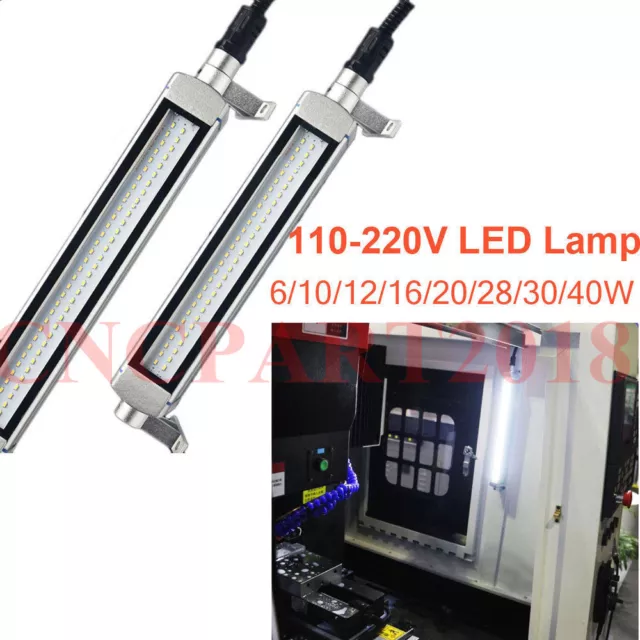 White CNC Machine LED Lamp Waterproof 110-220V Work Light 6/10/12/16/20/30/40W