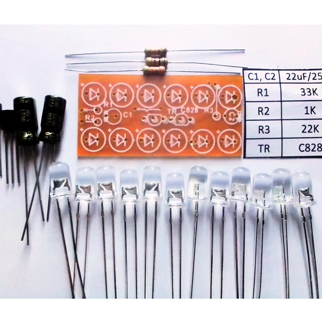 5 PCS Transistor Multivibrator 12 LED Flasher Blink Circuit PCB DIY,Study Guide