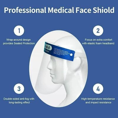 Safety Full Face Shield Protector Guard Reusable Washable 10/20/50/100