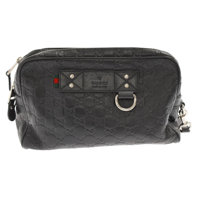 Gucci Guccisima Signature Web Loop Shima Rubber Second Bag 308842 Black Cl 95404