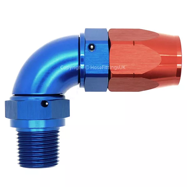 3/8 NPT MALE Swivel to AN-6 90 DEGREE FULL FLOW CUTTER Fuel Braided Hose Fitting