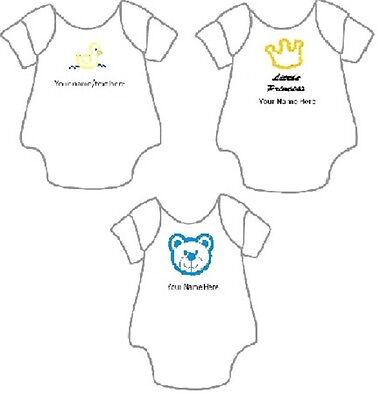 Personalised Embroidered New Baby Vest Grow Bodysuit Boy Gift Birthday Shower