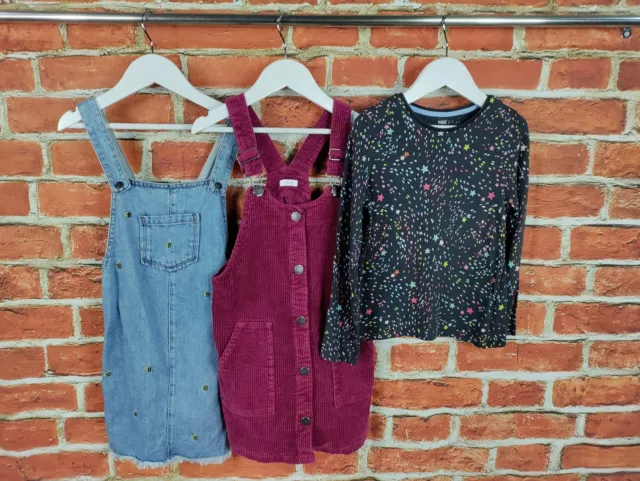 Girls Bundle Age 6-7 Years M&S Next Top Pinafore Dress Denim Corduroy Kids 122Cm