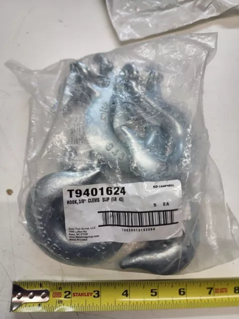 (Pack of 5) Campbell T9401624 3/8" Zinc Plated Forged Steel Clevis Slip Hooks