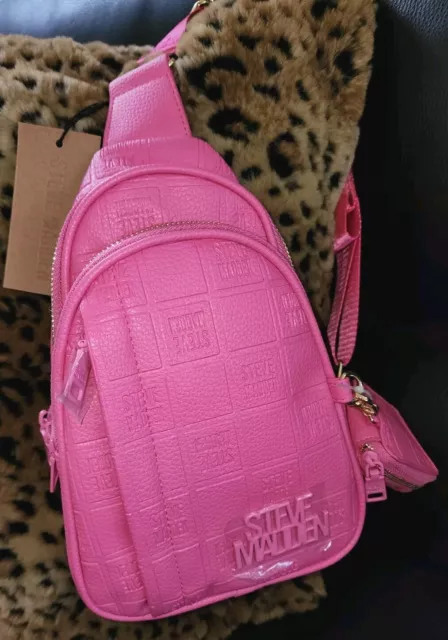 Steve Madden BStevie PINK ZA Xbody Sling Bag CC Pouch Set Guitar Strap $99 NWT!