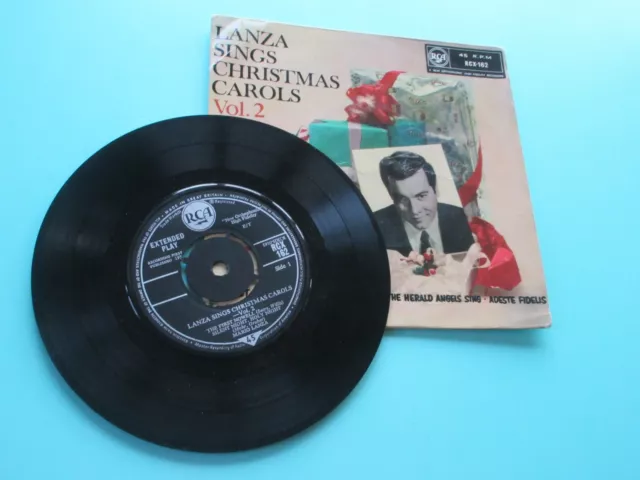 MARIO LANZA~ LANZA SINGS CHRISTMAS CAROLS Vol 2  7" Vinyl EP 1959 RCX-162