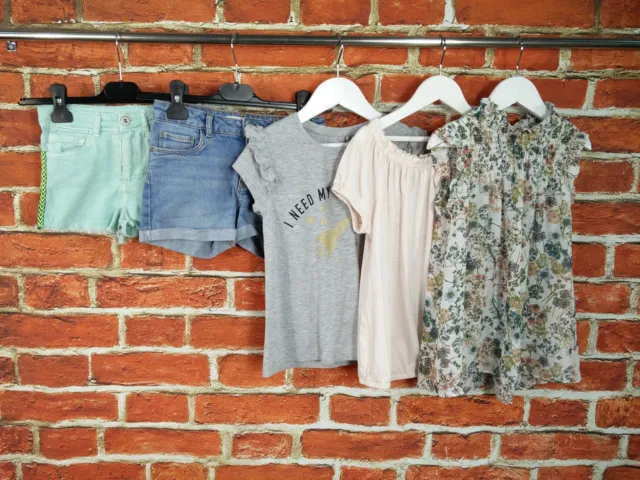 Girls Bundle Age 6-7 Year Zara Next Denim Shorts T-Shirt Top Summer Floral 122Cm