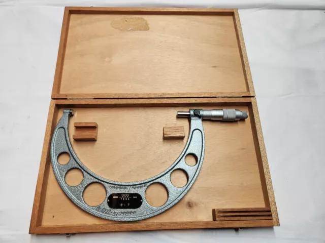 Tesa Swiss micrometer 6"- 7'' inch Carbide Anvils, Lock, Ratchet .0001" Vernier