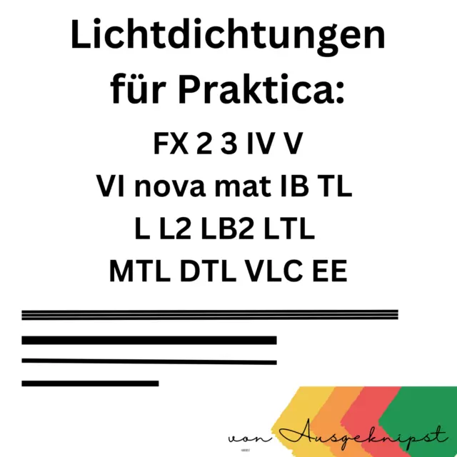 Lichtdichtung für Praktica MTL LTL VLC FX IV V nova L Light Seal von Ausgeknipst