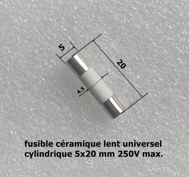 fusible céramique lent / slow universel cylindrique 5x20mm 250V calibre 8A .rfD1