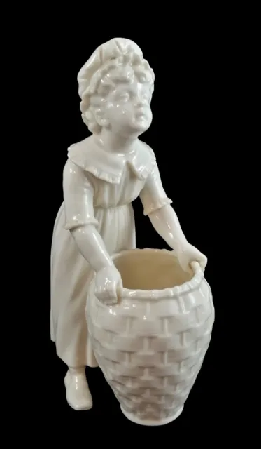 Antique porcelain Hadley Royal Worcester Kate Greenaway girl basket figurine 827