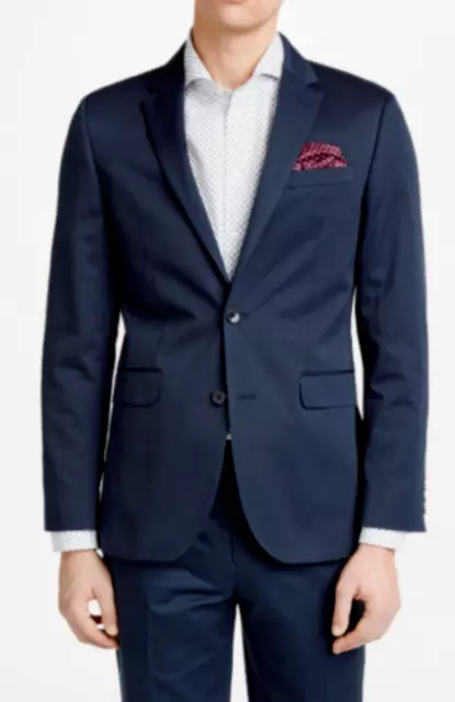 John Lewis Mens Cotton Cashmere Tailored Suit Jacket, Navy Blue Sz 42 rrp £170