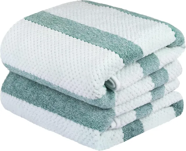 Microfiber Bath Towels 2 Pack Oversized Soft Super Absorbent Fast Drying Green