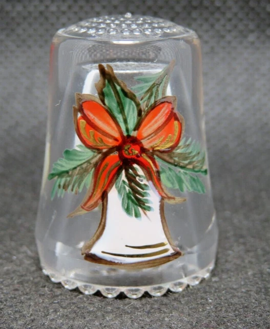 Ullman Crystal Glass Germany Thimble - Hand Painted - Christmas Bell