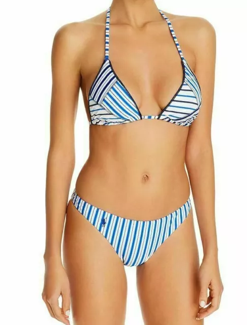 NWT POLO Ralph Lauren Swimwear Bikini 2pc Set Size L Striped Patchwork Triangle