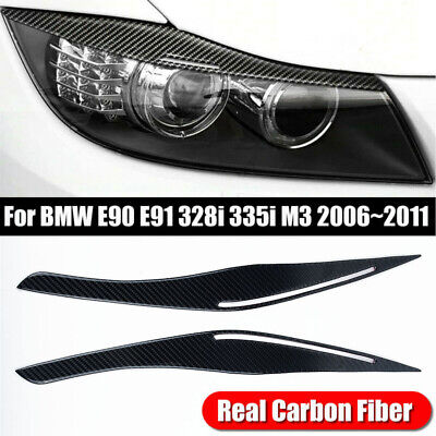 Republe Sostituzione in Fibra di Carbonio 1Pair Faro Sopracciglia Palpebre Sticker per BMW E90 320i 325i 330i 2005-2012 