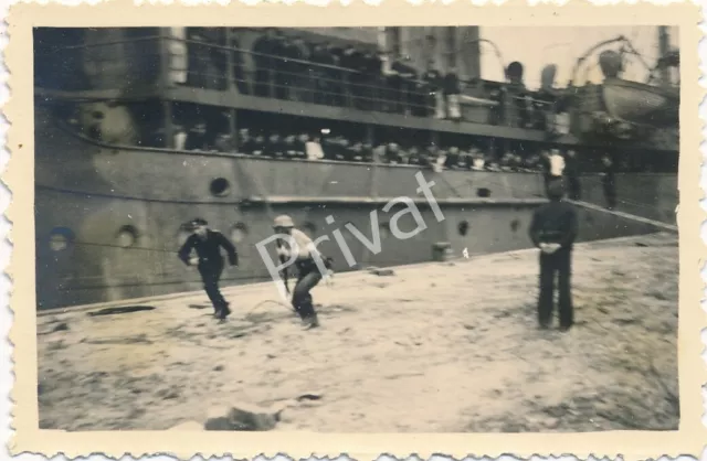 Photo WWII Armed Forces Sailor Hesse Infant. Drill 1943 Libau Liepāja Port K1.43