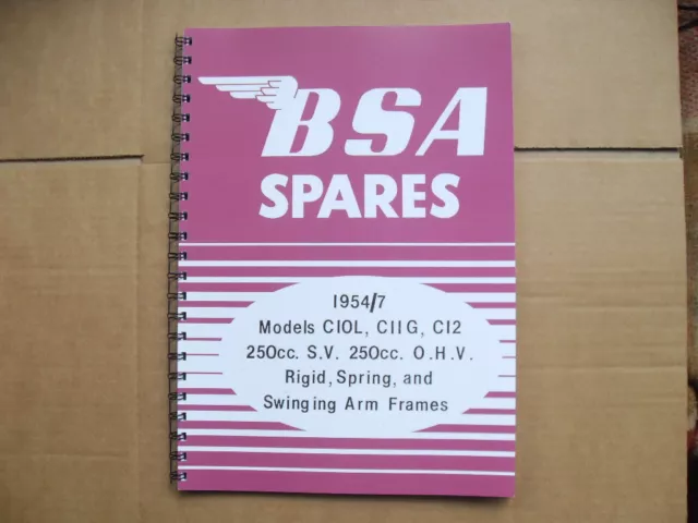 Bsa Parts Book For C10L,C11G,C12  For 1954 To 1957 Models