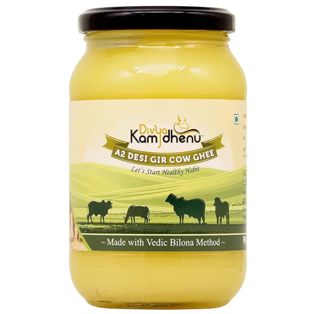 Divya Kamdhenu A2 Desi Cow Ghee Pot en verre de 500 ml | Méthode védique...