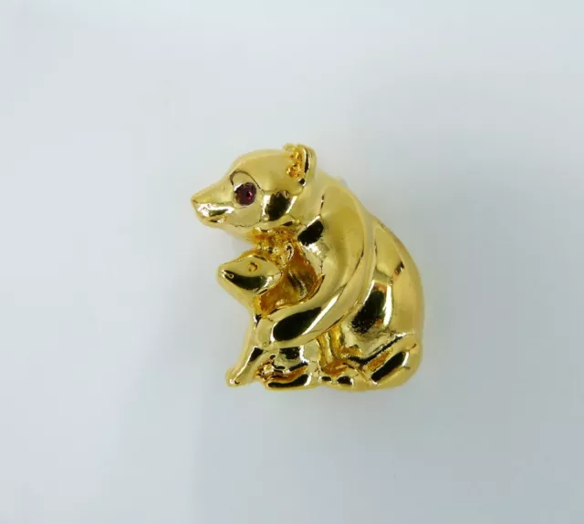 Brosche Bärenmama Mit Kind Neu Goldfarben Bär Teddy Anstecker Pin Tier Zoo