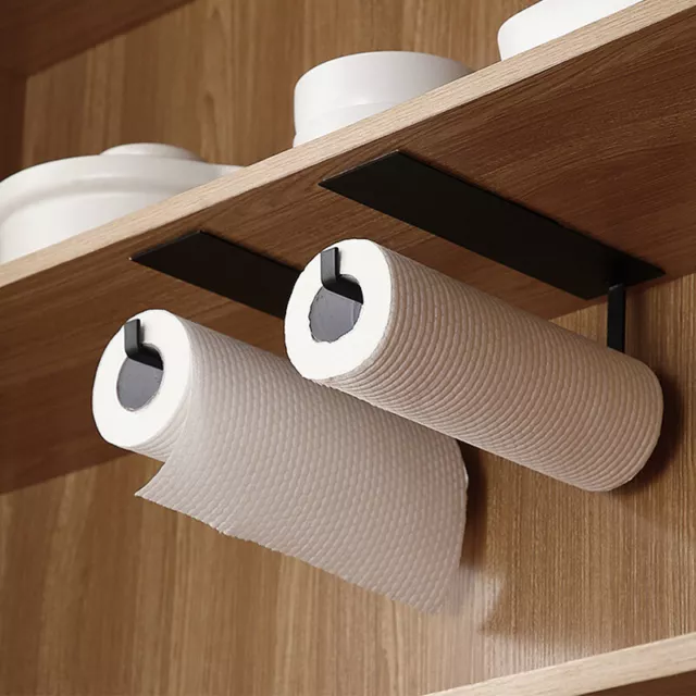 Kitchen Roll Holder Wall Mount Self-Adhesive Tissue Toilet Paper Towel Rack