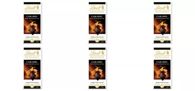 6 x Lindt Excellence Dark Chocolate with Caramel & Sea Salt, 3.5 oz. (100 g.)