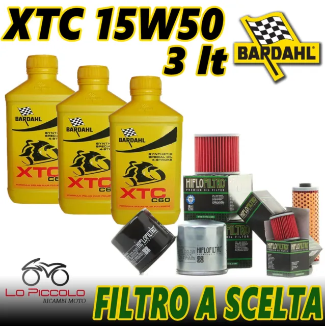 3 Litri OLIO Bardhal Xtc C60 15w50 Olio Moto 4T Full Sintetico + Filtro HiFlo