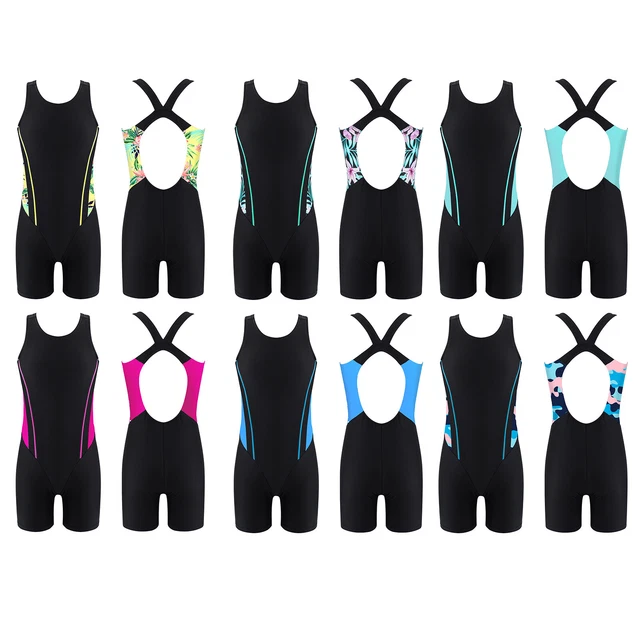 Yousie Girls Swimsuit One Piece Tropical Kids Bathing Suit Swimwear Adjustable Swim Dress 5-9 Years