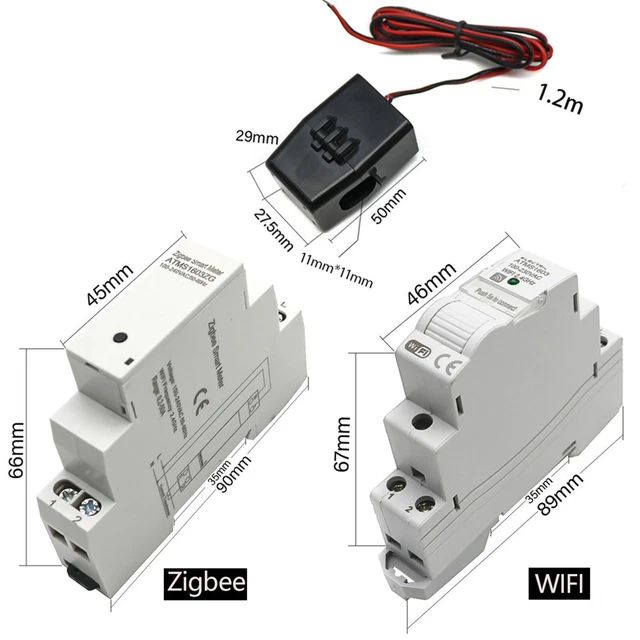 Medidor de riel Din monofásico monofásico Tuya Smart WiFi/Zigbee con múltiples características