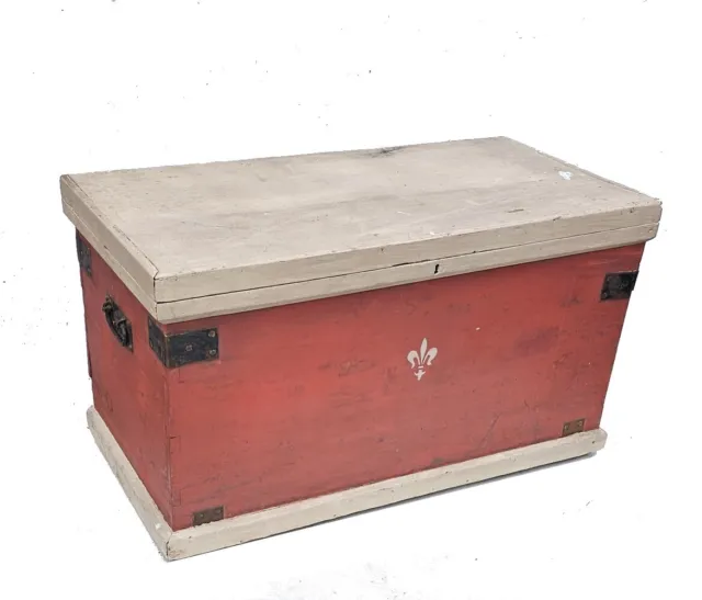 Antique Large Painted Pine Chest Blanket Box Coffee Table Storage