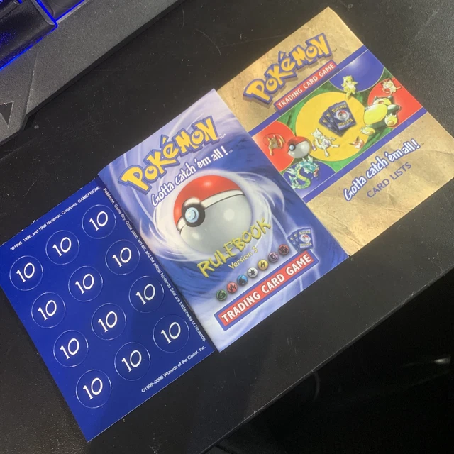 Pokemon TCG 1999-2000 WOTC Rulebook Version 3, Unpunched Counters & Checklist!