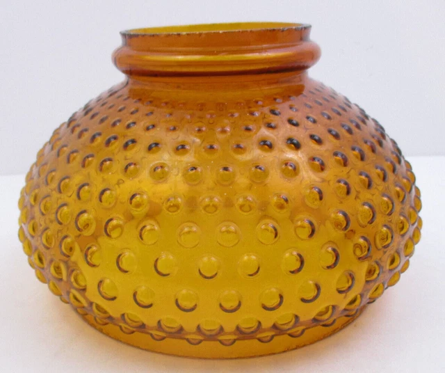 Hurricane Gwtw Hanging Pole Oil Glass Lamp Shade - Amber Hobnail 7" Fitter(Dgf4)