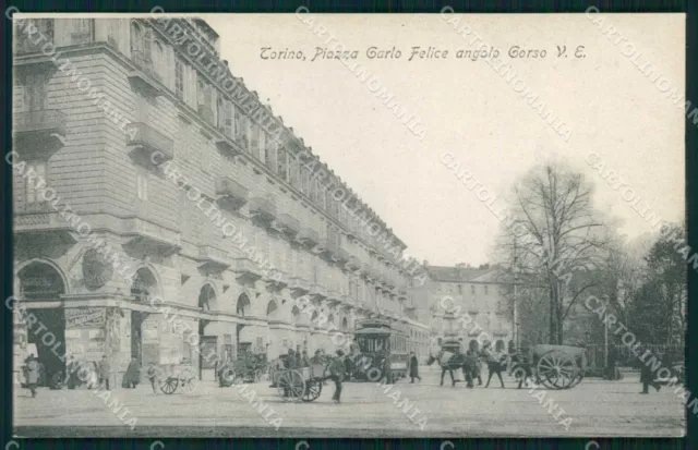 Turin City Piazza Carlo Felice Tram Postcard MZ8553