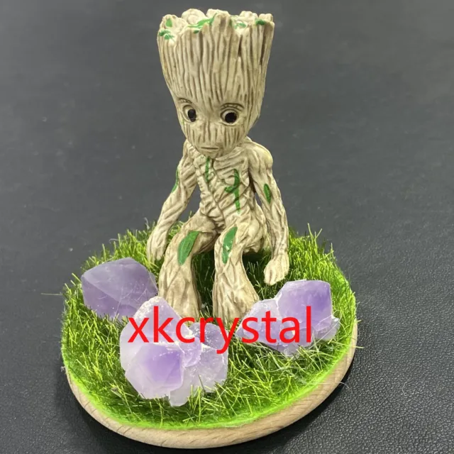 1pc Natural Amethyst cluster Tree man Quartz Crystal Skull Gem Reiki Healing 3"