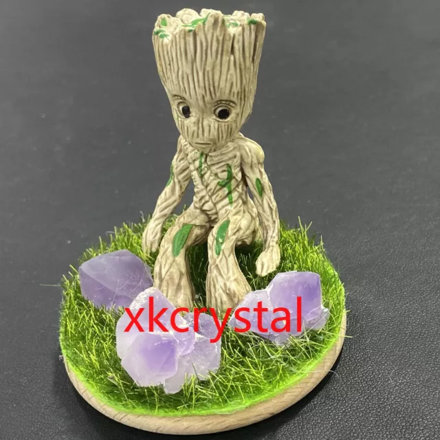1pc Natural Amethyst cluster Tree man Quartz Crystal Skull Gem Reiki Healing 3"