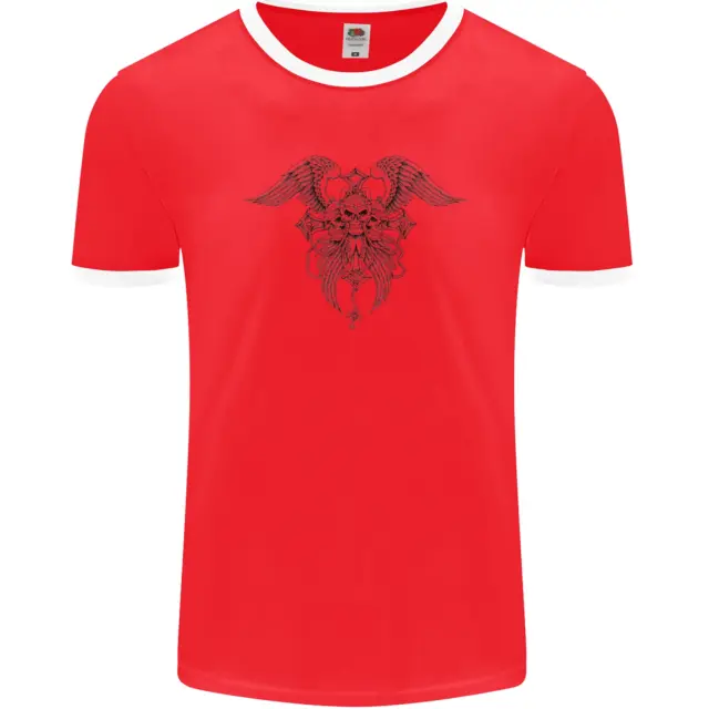 T-Shirt Cross Skull Wings Gothic Biker Schwermetall Herren Ringer FotL