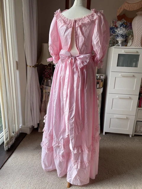Abito da damigella d'onore vintage anni '70/'80 rosa cupcake con fascia floreale