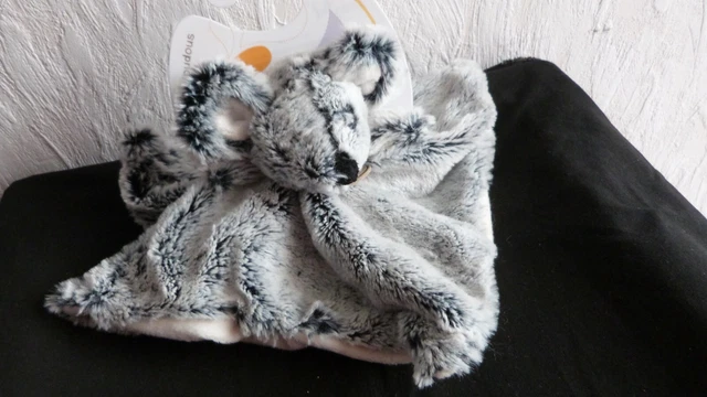 doudou plat   souris  fourrure  noir chiné gris  les flocons  babynat  neuf