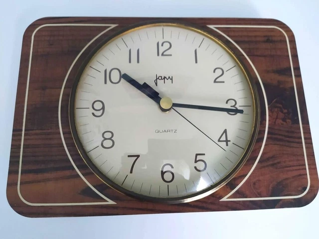 Vintage années 70 - Superbe horloge pendule Japy quartz imitation bois