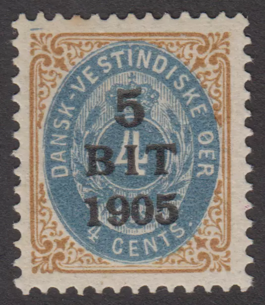 DANISH WEST INDIES 1905 5b SURCHARGE ON 4c , MLH, SG48