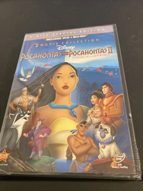 Disney Pocahontas 1 & 2 (2 Movies) 3-Disc Special Blu-Ray +Dvd New Y Fold Sealed