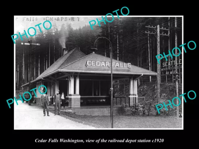 OLD LARGE HISTORIC PHOTO OF CEDAR FALLS WASHINGTON THE RAILROAD DEPOT c1920