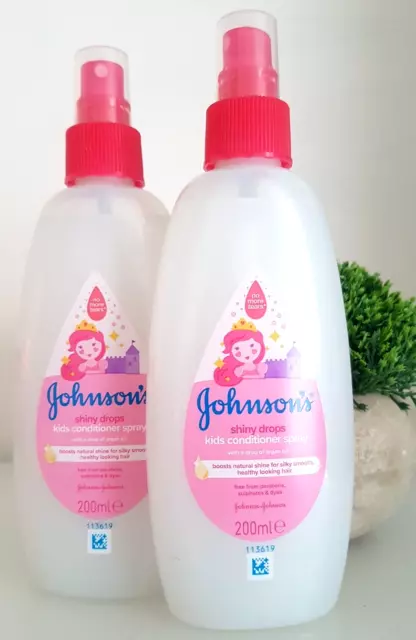 2 x 200ml Johnsons Shiny Drops Kids Conditioner Spray With Argan Oil