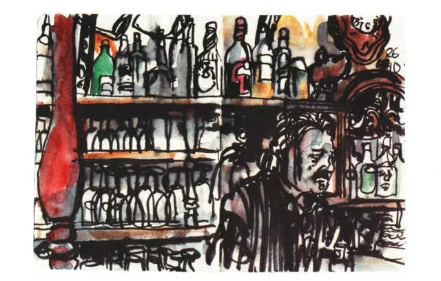 Postcard Rolf Schroter Berlin Pub Berlin Germany From Book Of Urban Sketching